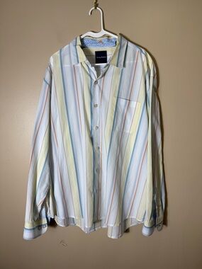 Tommy Bahama 3XL Pima Cotton Stripe Shirt Flip Cuff Resort Beach